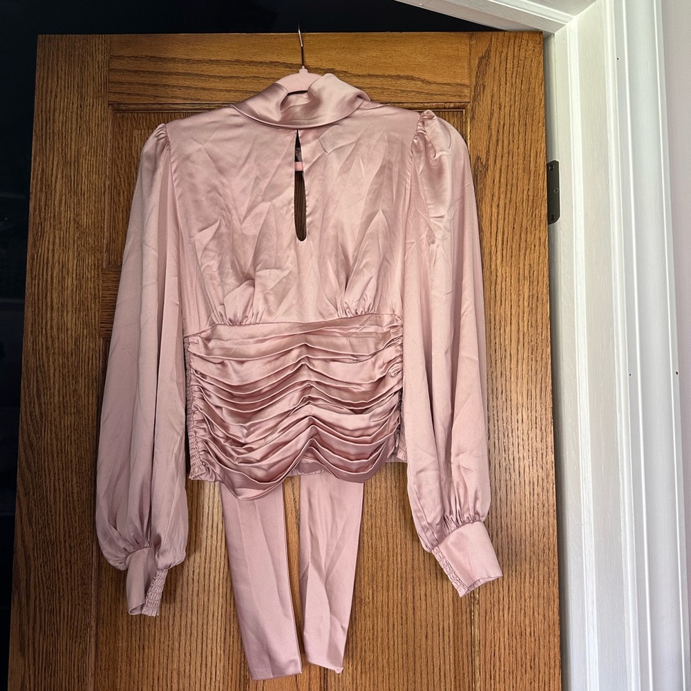 Pink Satin cinched Blouse